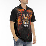 Men's Polo Shirt Lion Watercolor Painting