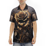 Men's Polo Shirt Gothic Golden Flower in Dark