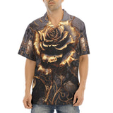 Hawaiian Shirt Gothic Golden Flower in Dark