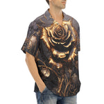 Hawaiian Shirt Gothic Golden Flower in Dark