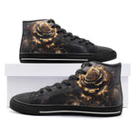 High-Top Canvas Shoes Gothic Golden Flower in Dark