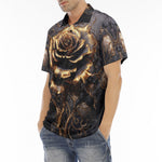 Men's Polo Shirt Gothic Golden Flower in Dark