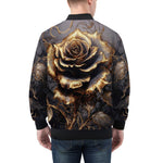 Bomber Jacket Gothic Golden Flower in Dark