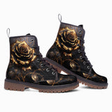 Leather Boots Gothic Golden Flower in Dark