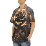 Hawaiian Shirt Gothic Golden Flower in Dark