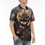 Men's Polo Shirt Gothic Golden Flower in Dark