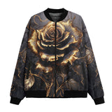 Bomber Jacket Gothic Golden Flower in Dark