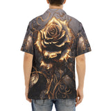 Hawaiian Shirt Gothic Golden Flower in Dark