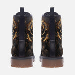 Leather Boots Gothic Golden Flower in Dark