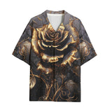 Hawaiian Shirt Gothic Golden Flower in Dark