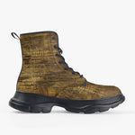 Casual Leather Chunky Boots Antique Bronze Canvas