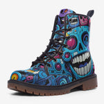 Leather Boots Graffiti Skulls with Smile