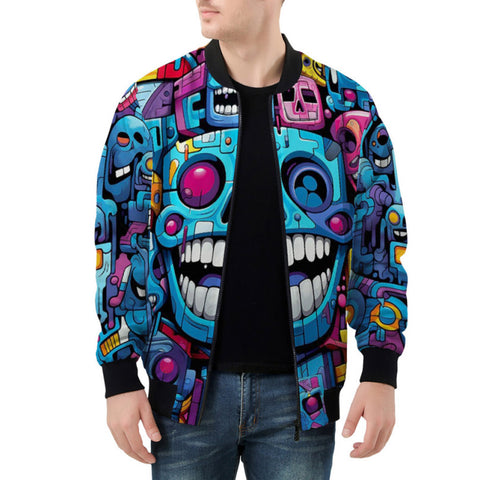 Bomber Jacket Graffiti Skulls with Smile