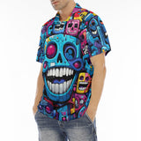 Men's Polo Shirt Graffiti Skulls with Smile