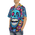 Hawaiian Shirt Graffiti Skulls with Smile