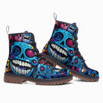 Leather Boots Graffiti Skulls with Smile