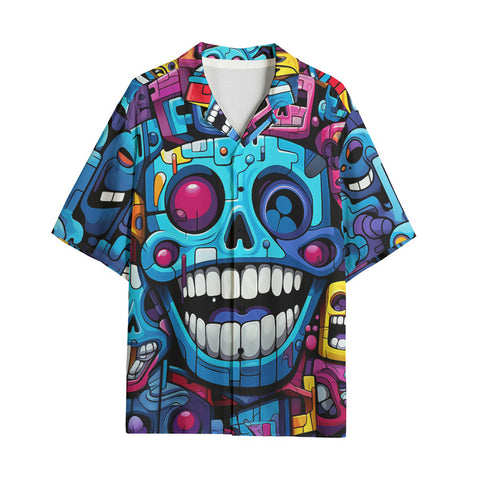 Hawaiian Shirt Graffiti Skulls with Smile