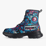 Casual Leather Chunky Boots Futuristic Skull Motifs