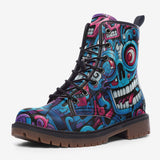 Leather Boots Futuristic Skull Motifs