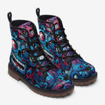 Leather Boots Futuristic Skull Motifs