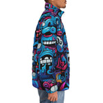 Down-Padded Puffer Jacket Futuristic Skull Motifs