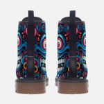 Leather Boots Futuristic Skull Motifs