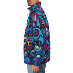 Down-Padded Puffer Jacket Futuristic Skull Motifs