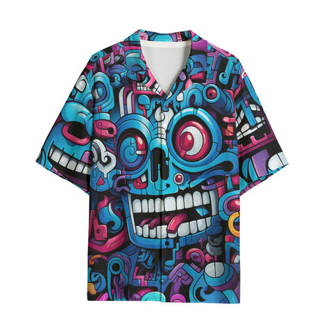 Hawaiian Shirt Futuristic Skull Motifs