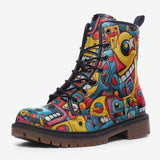 Leather Boots Colorful Robots Graffiti Art