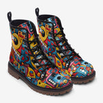 Leather Boots Colorful Robots Graffiti Art