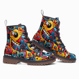 Leather Boots Colorful Robots Graffiti Art