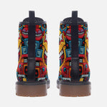 Leather Boots Colorful Robots Graffiti Art