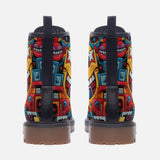 Leather Boots Colorful Robots Graffiti Art