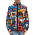 Down-Padded Puffer Jacket Urban Graffiti Robotic Motifs