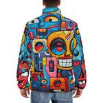 Down-Padded Puffer Jacket Urban Graffiti Robotic Motifs
