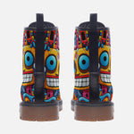 Leather Boots Urban Graffiti Robotic Motifs