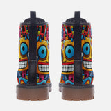 Leather Boots Urban Graffiti Robotic Motifs