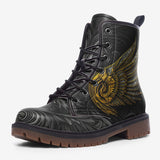 Leather Boots Gothic Golden Wings