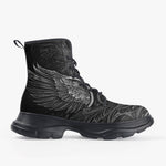 Casual Leather Chunky Boots Gothic Darkness Wings