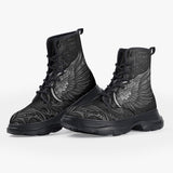 Casual Leather Chunky Boots Gothic Darkness Wings