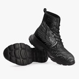 Casual Leather Chunky Boots Gothic Darkness Wings
