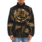 Down-Padded Puffer Jacket Gothic Flower Art