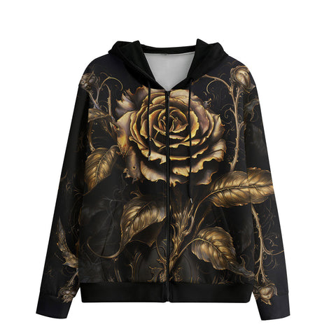 Men's Zip Up Hoodie Gothic Flower Art