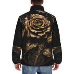 Down-Padded Puffer Jacket Gothic Flower Art