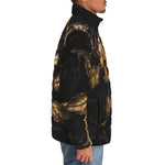 Down-Padded Puffer Jacket Gothic Flower Art