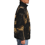 Down-Padded Puffer Jacket Gothic Flower Art