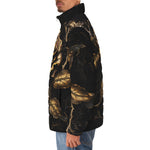 Down-Padded Puffer Jacket Gothic Flower Art