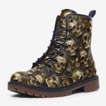 Leather Boots Golden Skulls