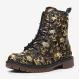 Leather Boots Golden Skulls