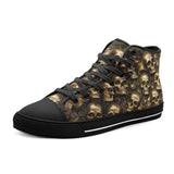 High-Top Canvas Shoes Golden Skulls